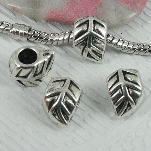 8pcs tibetan silver color 2sided leaf design spacer beads EF0379