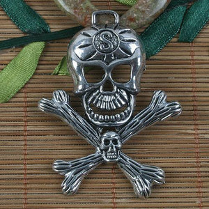 3pcs dark silver tone Hanging skull  pendant  h3561