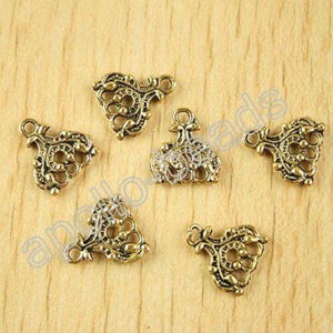 15pcs dark gold-tone crafted flower connectors h2303