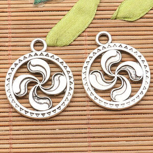 4Pcs  tibetan silver tone 2sided 26mm round swirl  design charms H0820