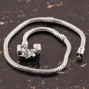 1pc Silver tone Snake Bracelet with letters stamped clasp  DIY 7.5”Pl22