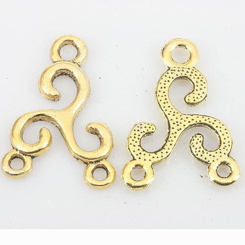 17pcs dark gold tone 3holes connector charms EF0174