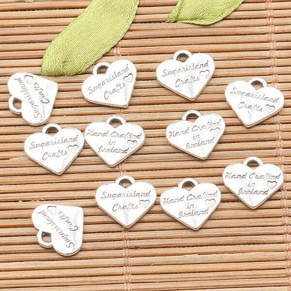 100pcs tibetan silver color heart shaped lettering  charms H3596
