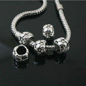 8pcs Tibetan Silver football spacer Beads Fit European Bracelet l0134