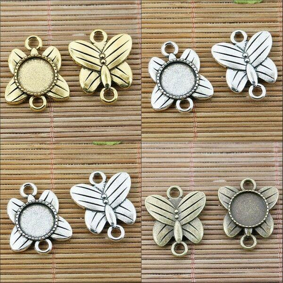 butterfly round 12mm cabochon link connector design Mixed 12pcs EF2515-2517