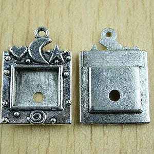 10pcs Tibetan silver moon star pattern rim picture frame charms H1174