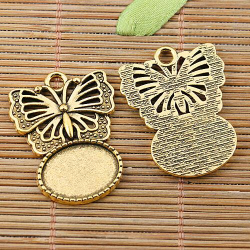 dark gold color butterfly cameo cabochon setting in18x13mm 14pcs EF2472