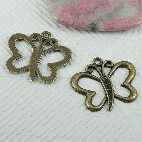 10pcs antiqued bronze color butterfly design charms EF0788