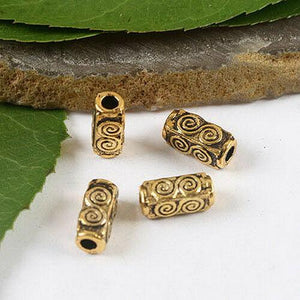 30pcs dark gold-tone swirl tube spacer beads h2066