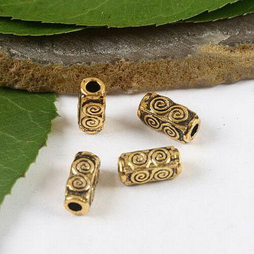 30pcs dark gold-tone swirl tube spacer beads h2066