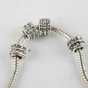 30pc dark silver-tone studded bead fit bracelet 8238