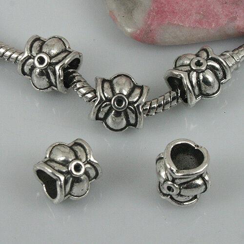 14pcs tibetan silver flower design loose bead fit bracelet EF0482