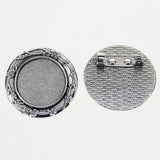 4pcs/lot Tibetan silver COLOR ROUND 20mm/35mm cabochon settings brooch design