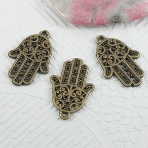 16pcs antiqued bronze color patterns hand palm charms EF0867