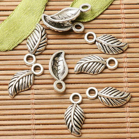 110pcs dark silver color little  leaf design charms  EF2790
