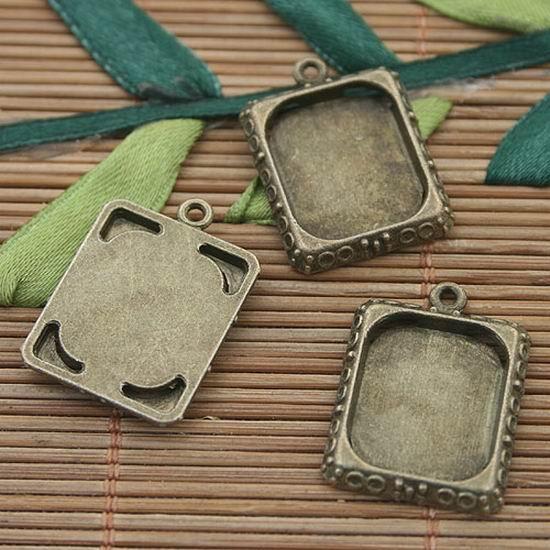 8pcs antiqued bronze rectangle inner size16x13mm picture frame h3160