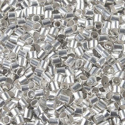 1000Pcs silver-tone 2.4mm crimps tube findings beads h0283