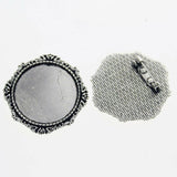 2pcs/lot Tibetan silver color ROUND shaped 30mm cabochon settings brooch design