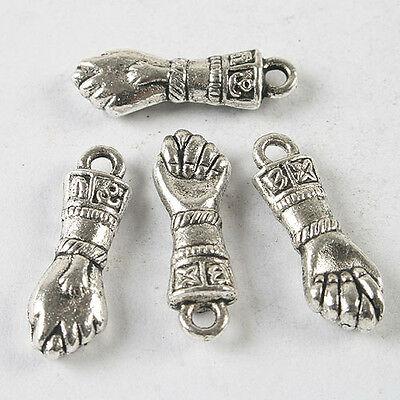 10pcs dark silver tone hand pendant charm h3655