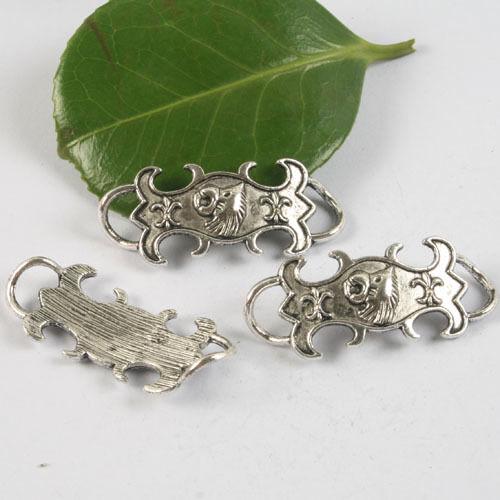 5pcs Tibetan silver tone curved pattern charm link h0670