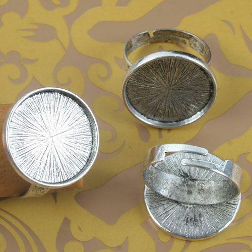 5pcs antiqued silver round  ring base charm G1701