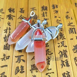 Natural Gemstone Hexagonal Point Reiki Chakra Healing Pendant For Necklace