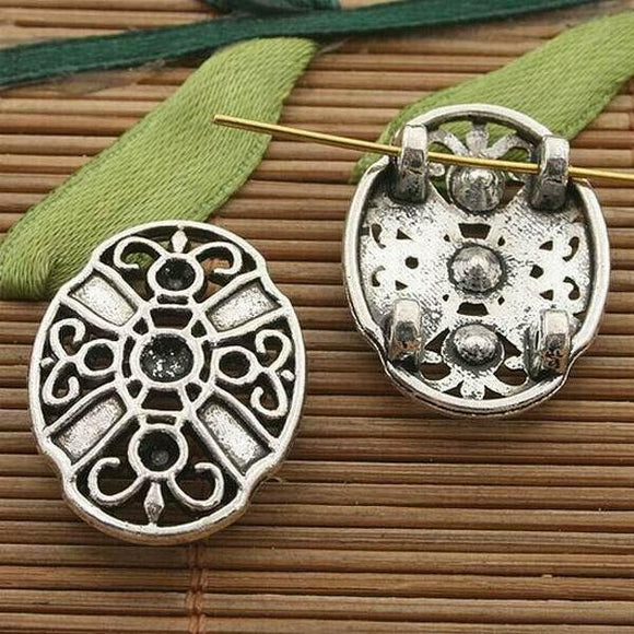 8pcs dark silver tone floral design Cover connectors findings h3358