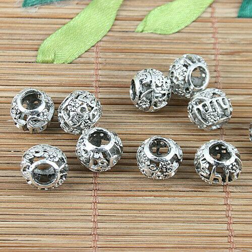 10pcs Tibetan silver flower patterns hollow loose beads fit bracelet h5111