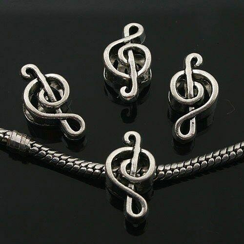10pcs Tibetan Silver tone 2sided music note spacer Beads L0165