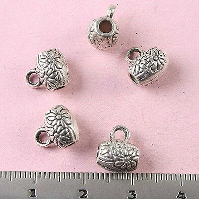 20pcs Tibetan silver flower bail charms h1553