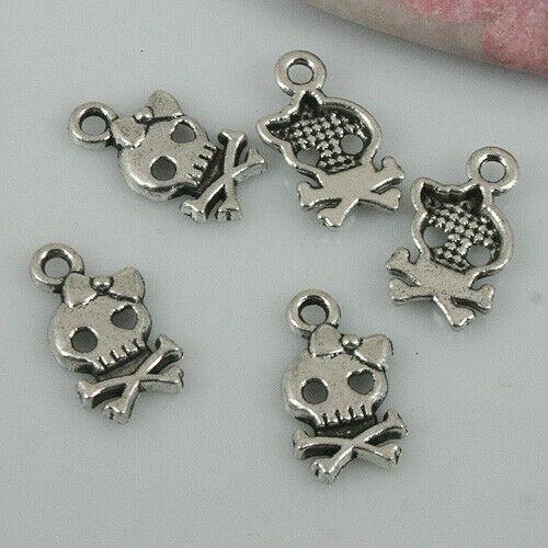 30pcs tibetan silver color skull design charms EF0500