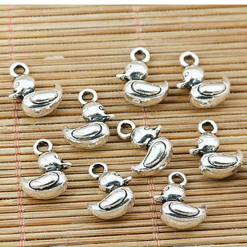 14pcs tibetan silver color 2sided little duck design charms EF1422