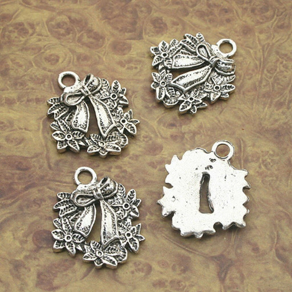 8pcs Tibetan Silver bowknot flower charm pendants X0094