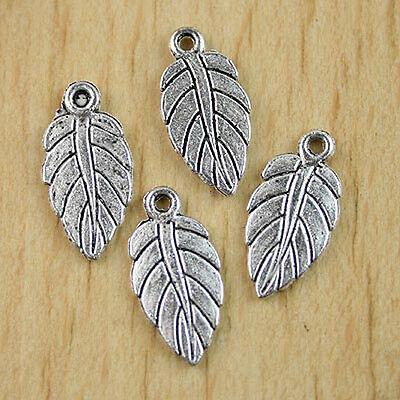 100Pcs Tibetan silver color leaf design  pendants h0903