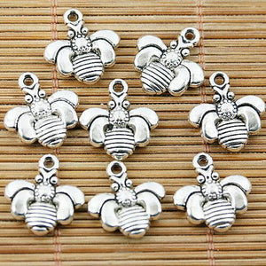 10pcs tibetan silver tone 2sided bee design charms EF1562