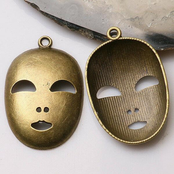 5pcs antiqued bronze color mask design  charms  EF3364