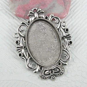 2pcs tibetan silver crown rim cabochon settings/photo frame EF0955