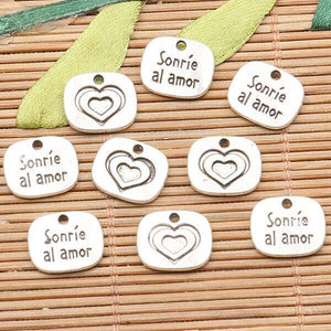 20pcs tibetan silver color words heart charms H0398