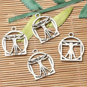 tibetan silver &dull orange gold color Vitruvian Man design charms to choose
