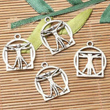 tibetan silver &dull orange gold color Vitruvian Man design charms to choose