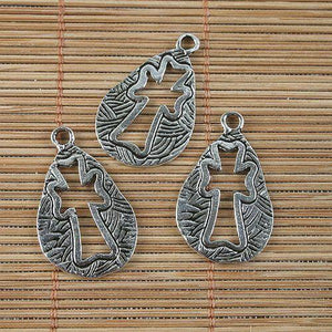 10pcs antiqued silver hollow cross drop pendant G1653