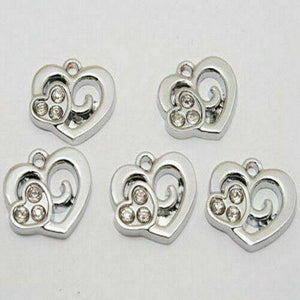 10pcs 18KGP zircon heart charms/pendants w1009