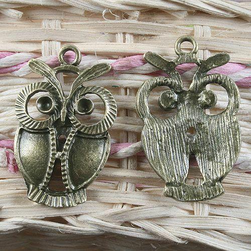 5pcs antiqued bronze owl design pendant charm G1067