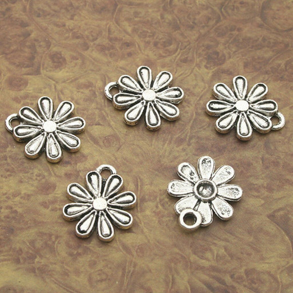 14pcs Tibetan Silver beautiful flower  charm pendants X0021