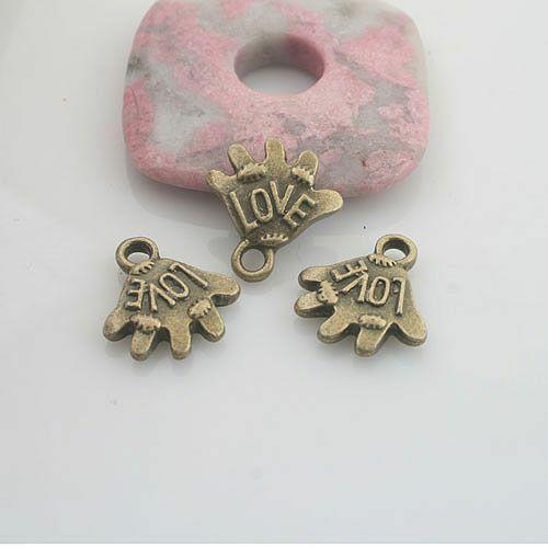 6pcs antiqued bornze color 2sided love palm pendant charm G1898