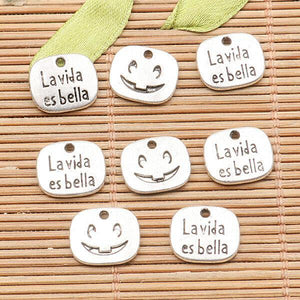 20pcs tibetan silver color words smiled design charms H0448