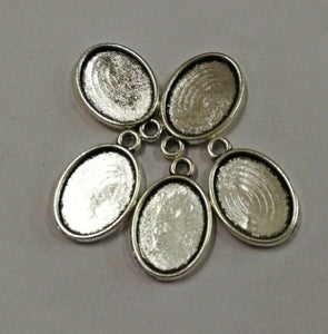 12pcs dark silver color oval shape 2sided cabochon settings 18x13mm EF0691-A