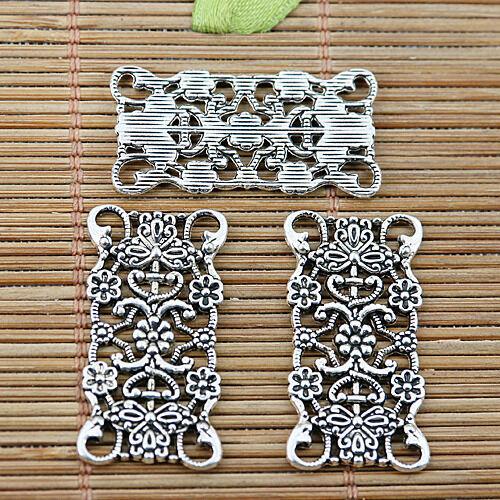 22pcs tibetan silver tone floral bar charm connector EF1751