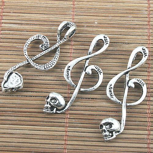 10pcs tibetan silver color music note with skull head charms H3047