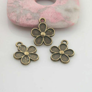 12pcs antiqued bronze color lovely flower design pendant charm G1770